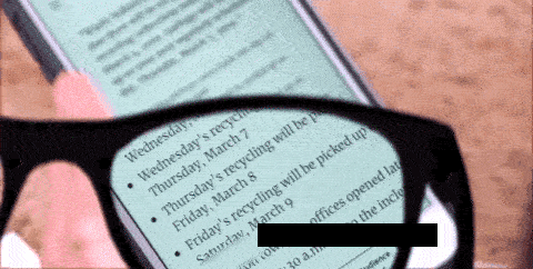 Example of glasses use in city and reading environment