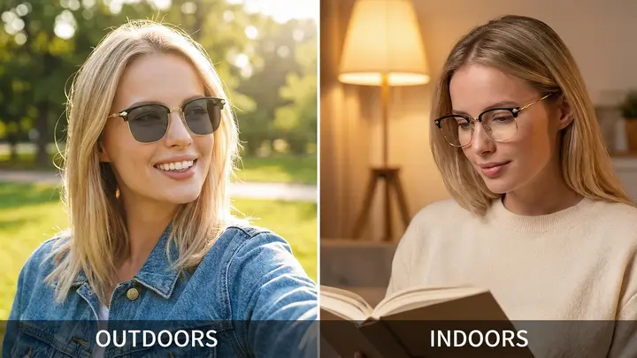 Two people wearing modern glasses