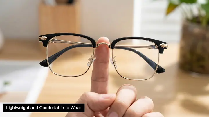 Lightweight glasses held in hand